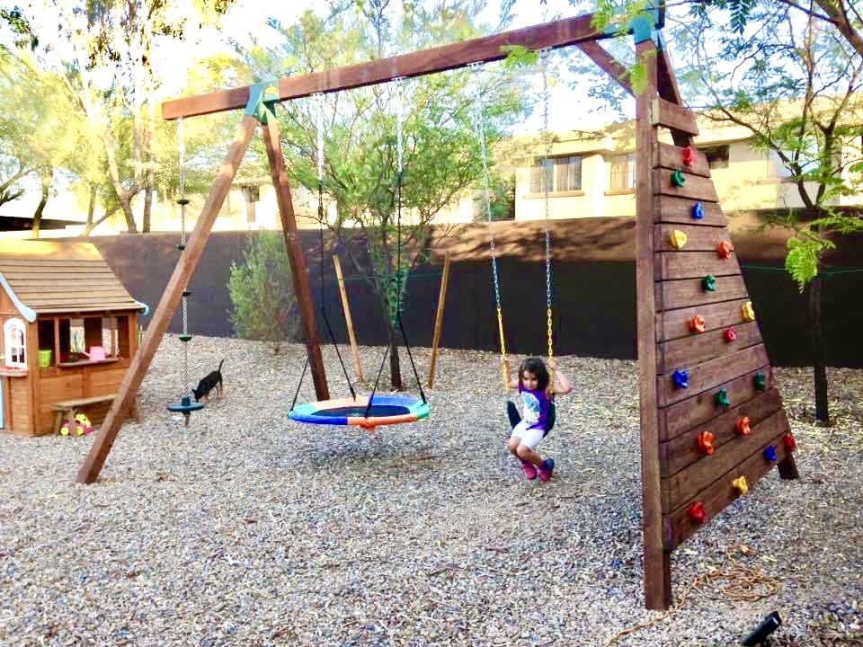 Swing Set - Climbing Rope & Climbing Wall