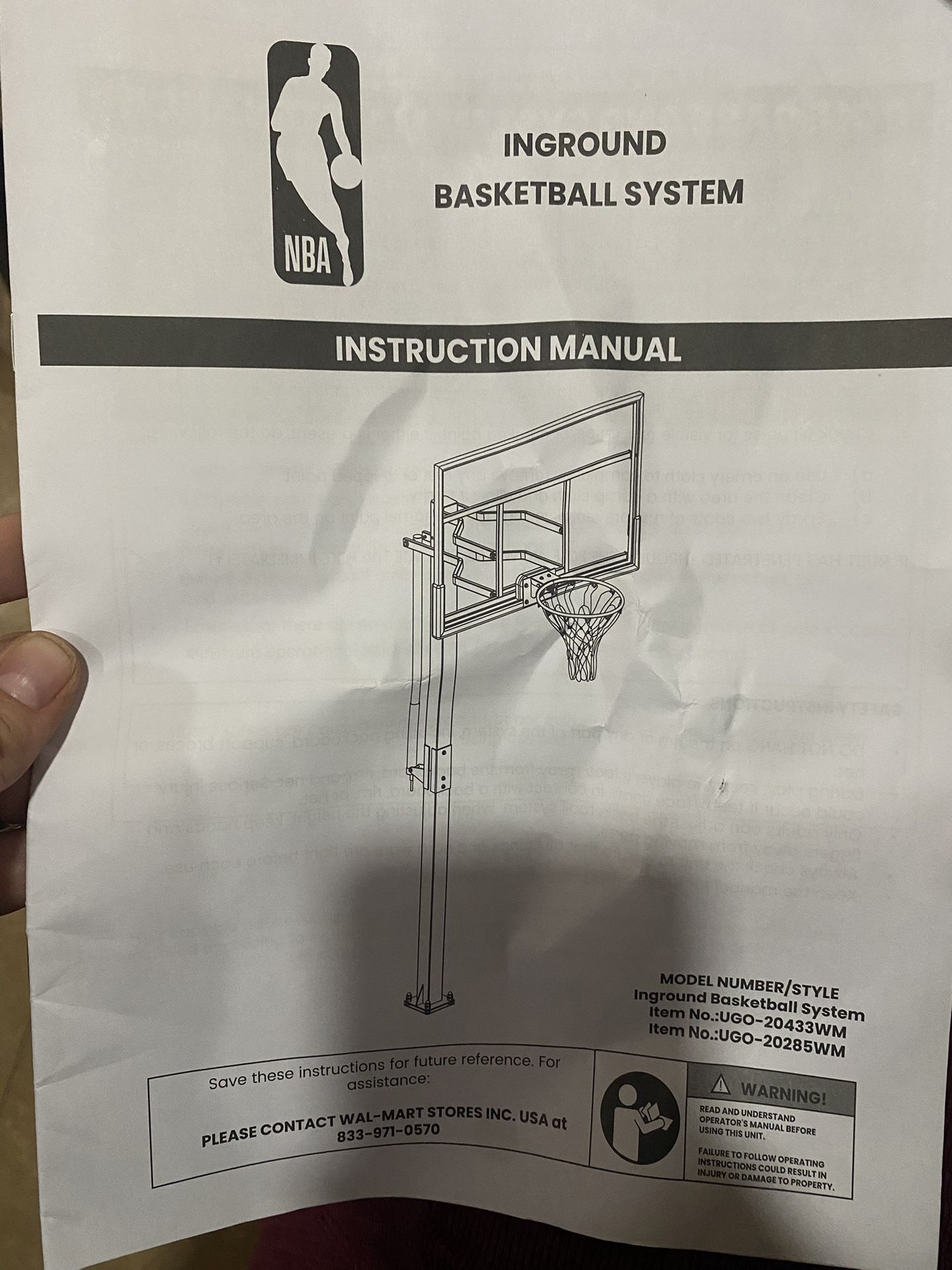 Basketball Hoop In Ground- Not Assembled