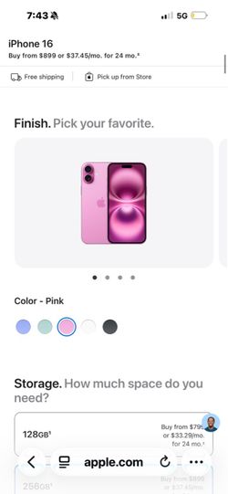 Pink iphone 16 plus 24GB