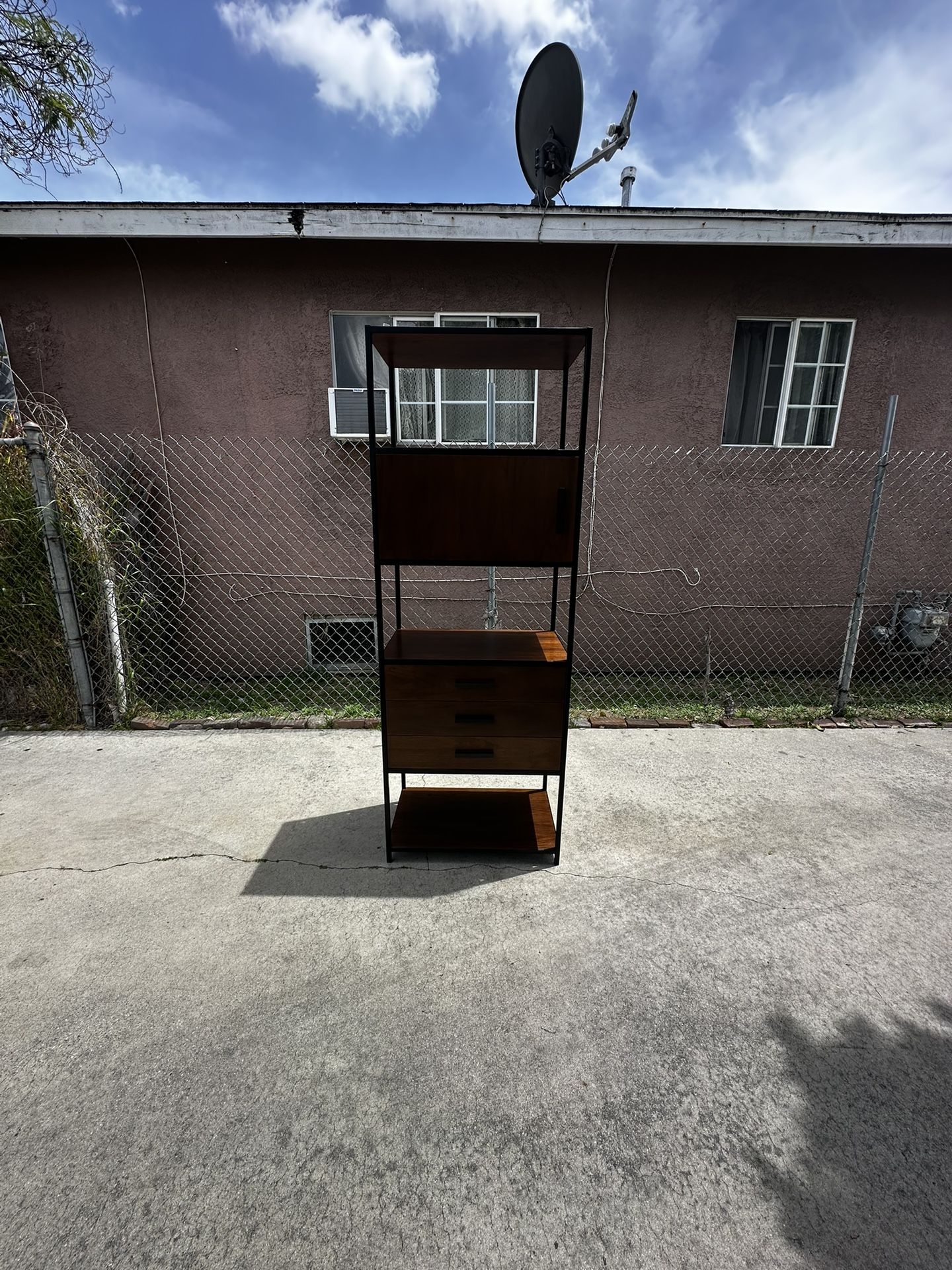 Crate And Barrel Bookcase Shelf Unit Open And Close Storage Cabinet