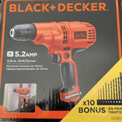 Black+Decker DR260VA 5.2 Amp 3/8-Inch, corded Drill with 10 Drill Bits