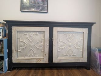 Rustic Black & White Buffet Cabinet