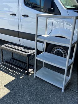 Plastic Storage Shelving Units. $25 for both