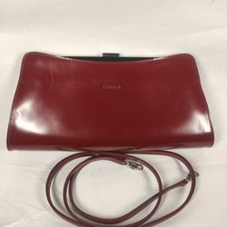 Furla Red Clutch Purse With Removable Strap