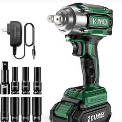 KIMO Cordless Impact Wrench 1/2 Inch, Impact Wrench Kit , New