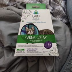 Brand new in box Calm Paws Cat Caring Collar w/ calming disk