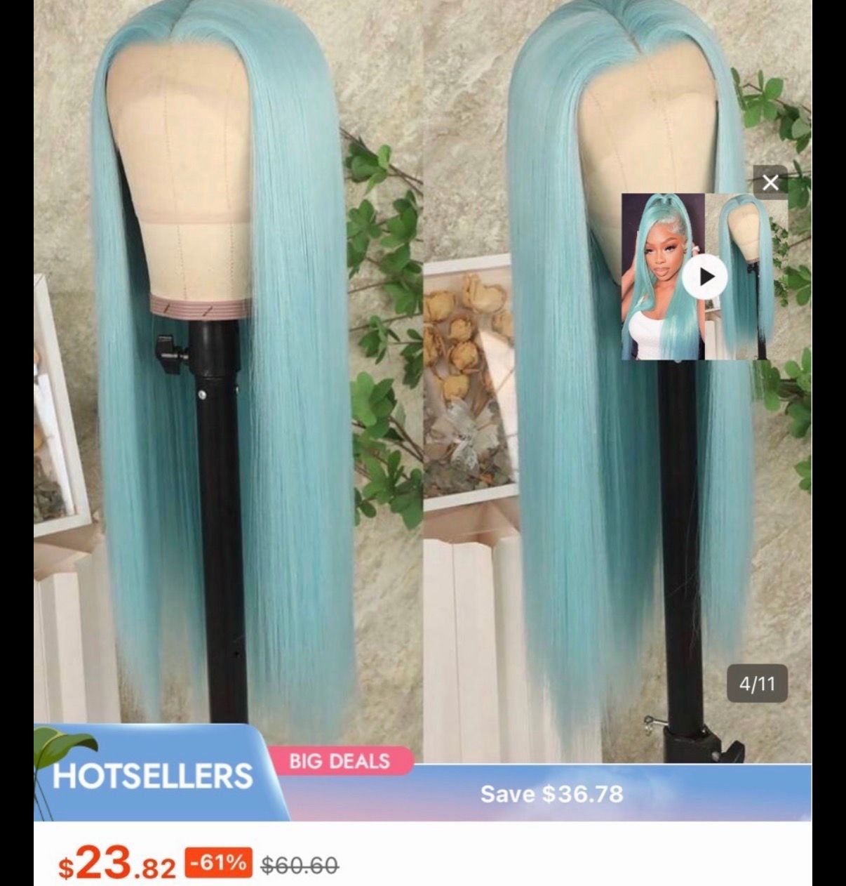 Blue wig never used
