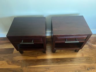 Two piece, darker wood, and nightstands