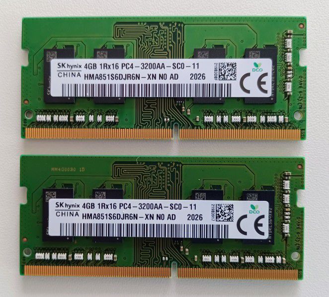 8 GB RAM ( 2 X 4GB) NOTEBOOK DDR4  3200 SODIMMI