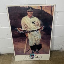 Vintage Retro 1989 Yankees Lou Gehrig USPS Postal Stamp Mounted Wood Base Poster (24"x36")  Good pre-owned condition.   Pick up available in Arlington