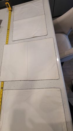 3 White table runners silver trim