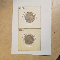Two 1920 Buffalo Nickels