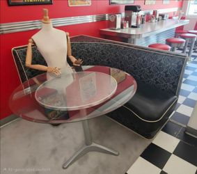 1950 Dining Booth Table Chair Black White Mid Century Modern Mcm Breakfast Nook Cafe Couch Corner  Vintage antique