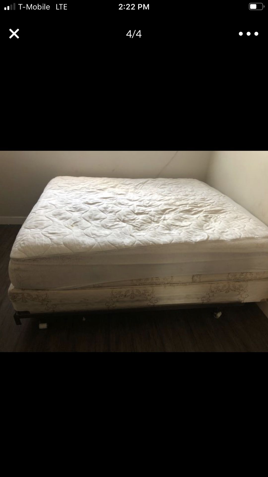 Cali king bed frame and mattress 200$ retail price over 3000 moving out need sold ASAP