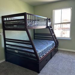 Solid wooden ! Twin over Full Bunk Bed with Drawers, COD/Financing