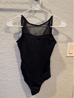 Mariia Petite Adult Dance Black Mesh-Detail Leotard