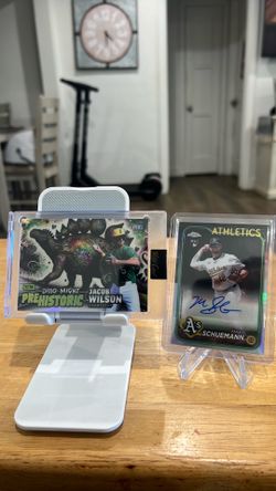 Max Schuemann 2024 Topps Chrome Rookie Refractor Autograph 263/499 & Jacob Wilson 2024 Wild Card Dino-Might Prehistoric SSP 7/18 Rookie
