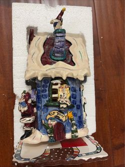 Blue Sky Clayworks Heather Goldminc Santa’s Workshop Tealight House 2002 New