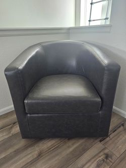Gray Faux-Leather Club Chair