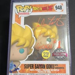 Funko Pop! DBZ - Super Saiyan Goku #948 - Signed (Ian James Corlett) JSA
