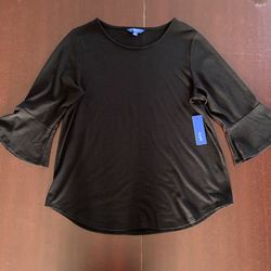 Apt. 9 Black Round Neck Blouse Top sz L