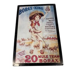 Vintage Borax Soap Tin Sign Metal Advertising Laundry Room Decor