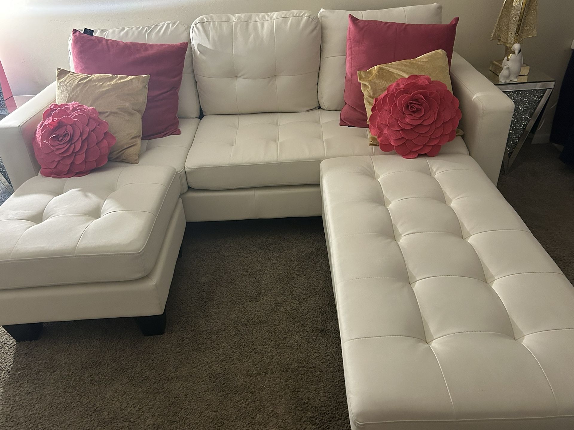 Ivory Leather Sectional $650