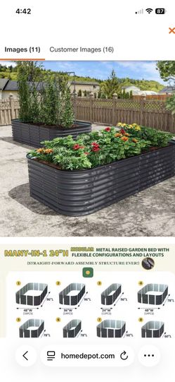 VEIKOUS 8 ft. x 4 ft. x 2 ft. Galvanized Steel Raised Garden Bed Planter Box Outdoor, Gray