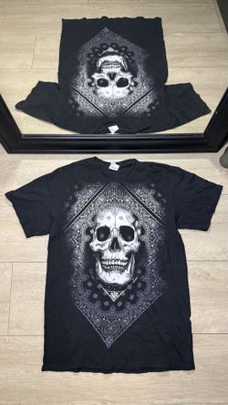 Y2K 2000s Skull & Bandana Liquid Blue Style Shirt