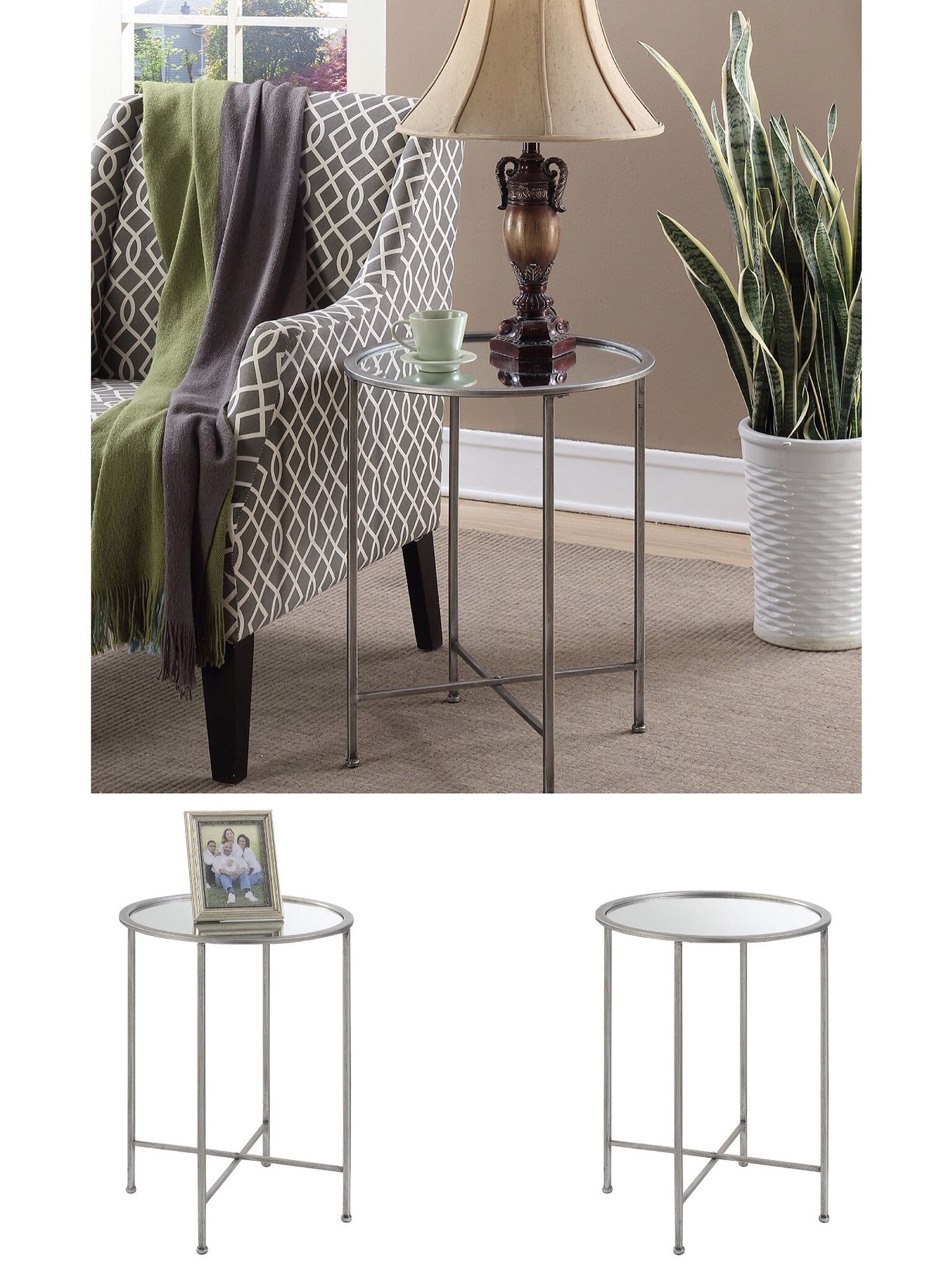 Modern Mirrored Top New in Box End Table