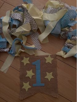 One birthday highchair stars banner