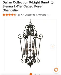 Dalian 9-Light Burnt Sienna Caged Foyer Chandelier
