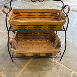 Longaberger basket with metal rack