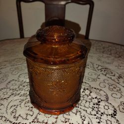 Vintage Tiara Amber Canister 6" Tall.
