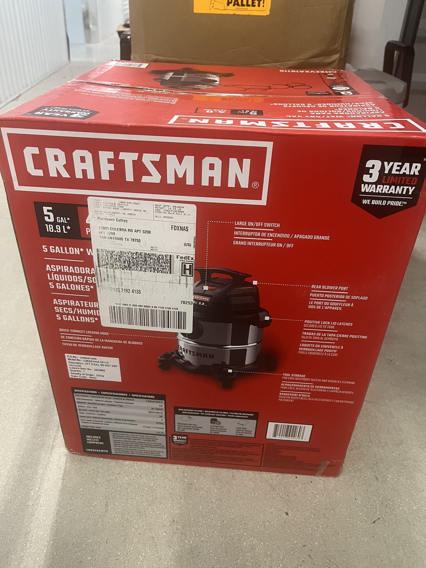 5 Gallon Craftsman Vacuum 