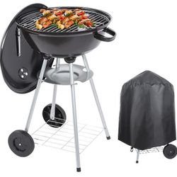 LeFroom 18"W × 34"H Kettle Charcoal Grill w/ Wheels & Waterproof Cover