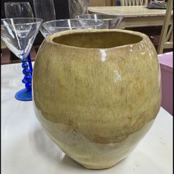 Vintage Ceramic Yellow Vase Pottery Antique 