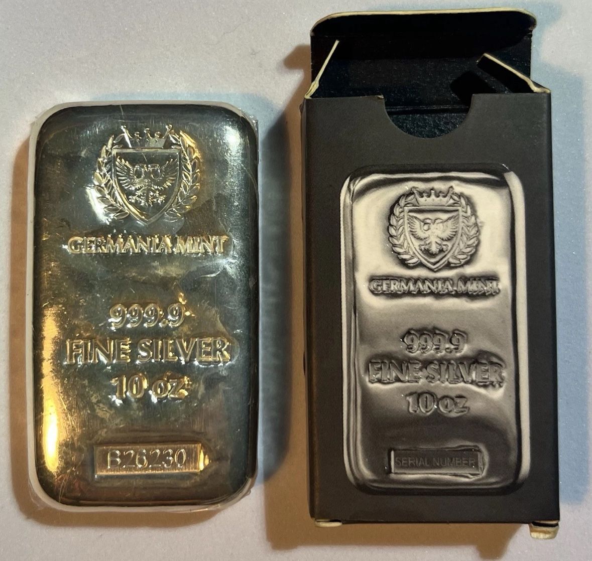Germania Mint 10 Troy Oz Cast Silver Bar Sealed In Box (Serialized) .9999