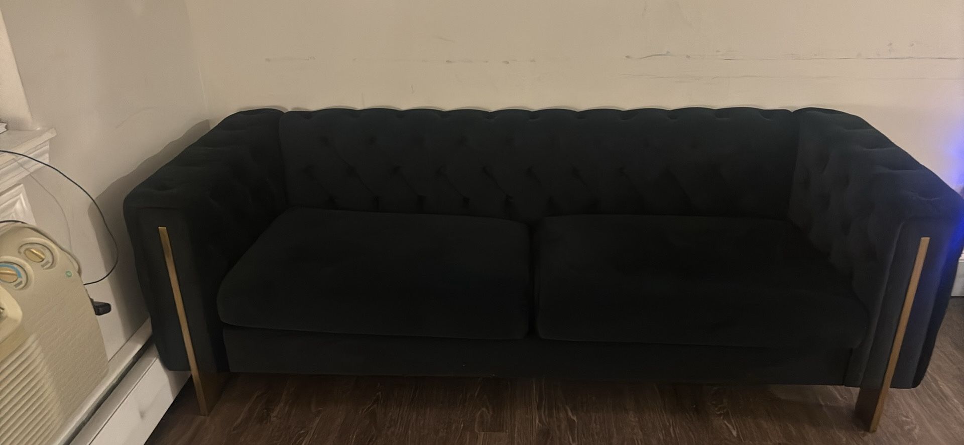Black Sofa Gold Trim Edges