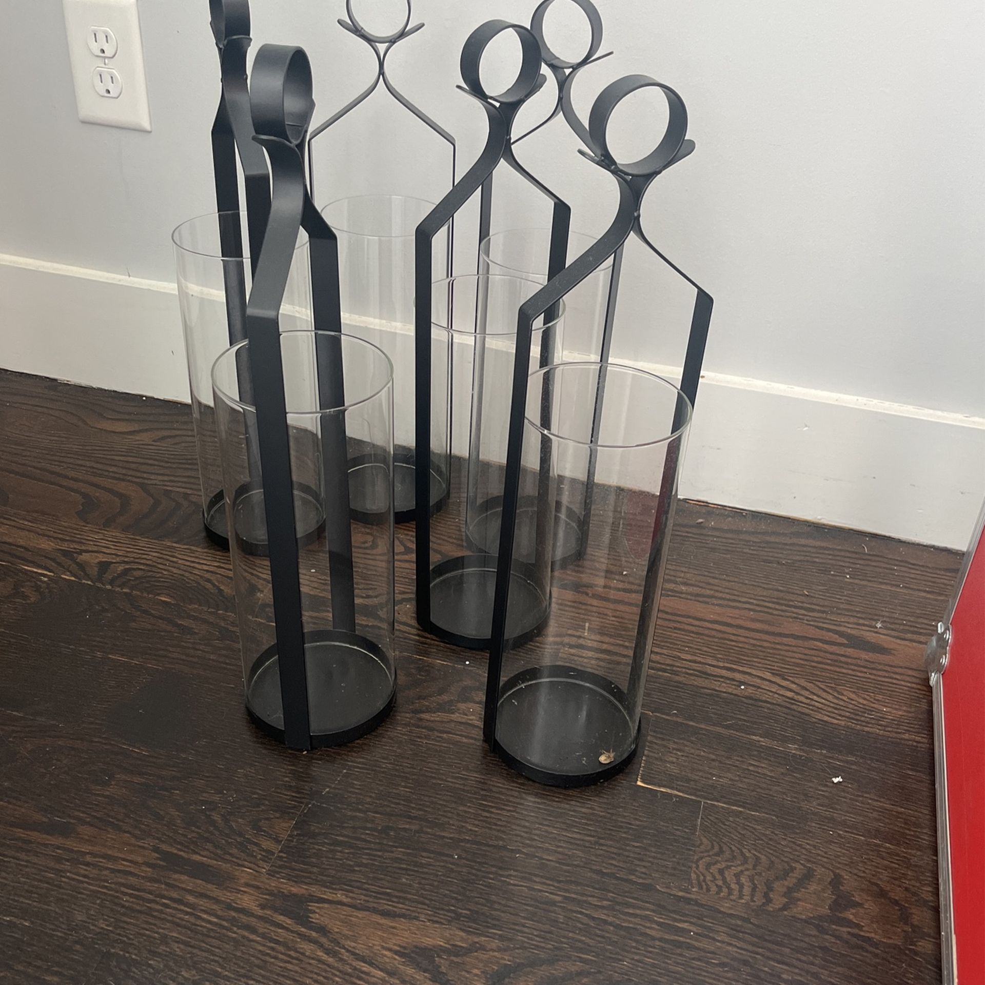 6 Large Glass Candle Holders