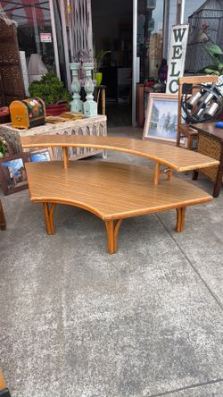 Mid Century corner Table Sofa Table bamboo