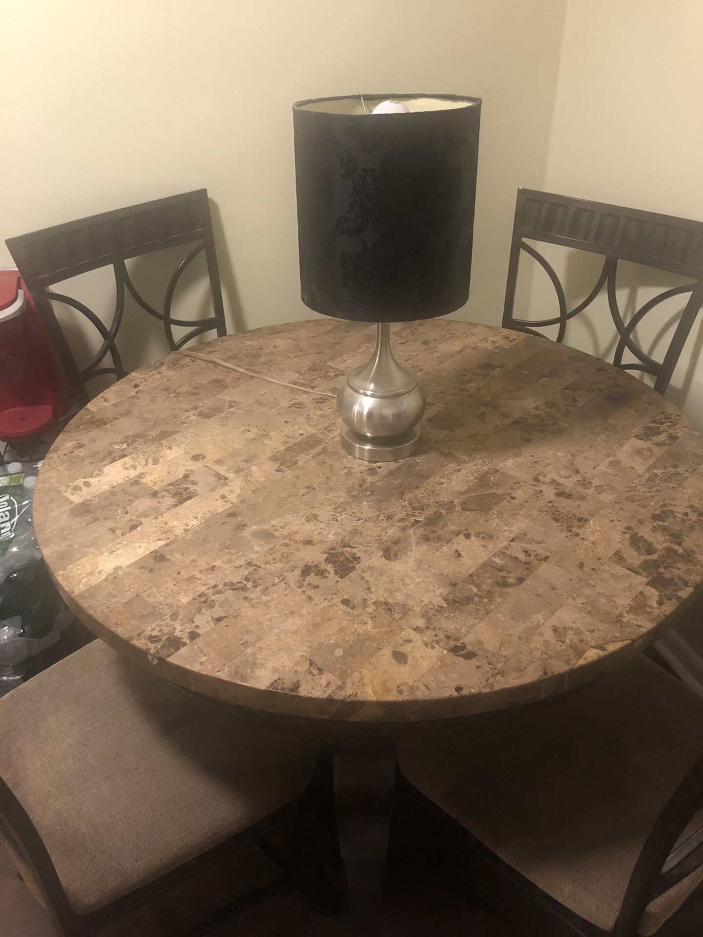 Marble table w 4 matching chairs