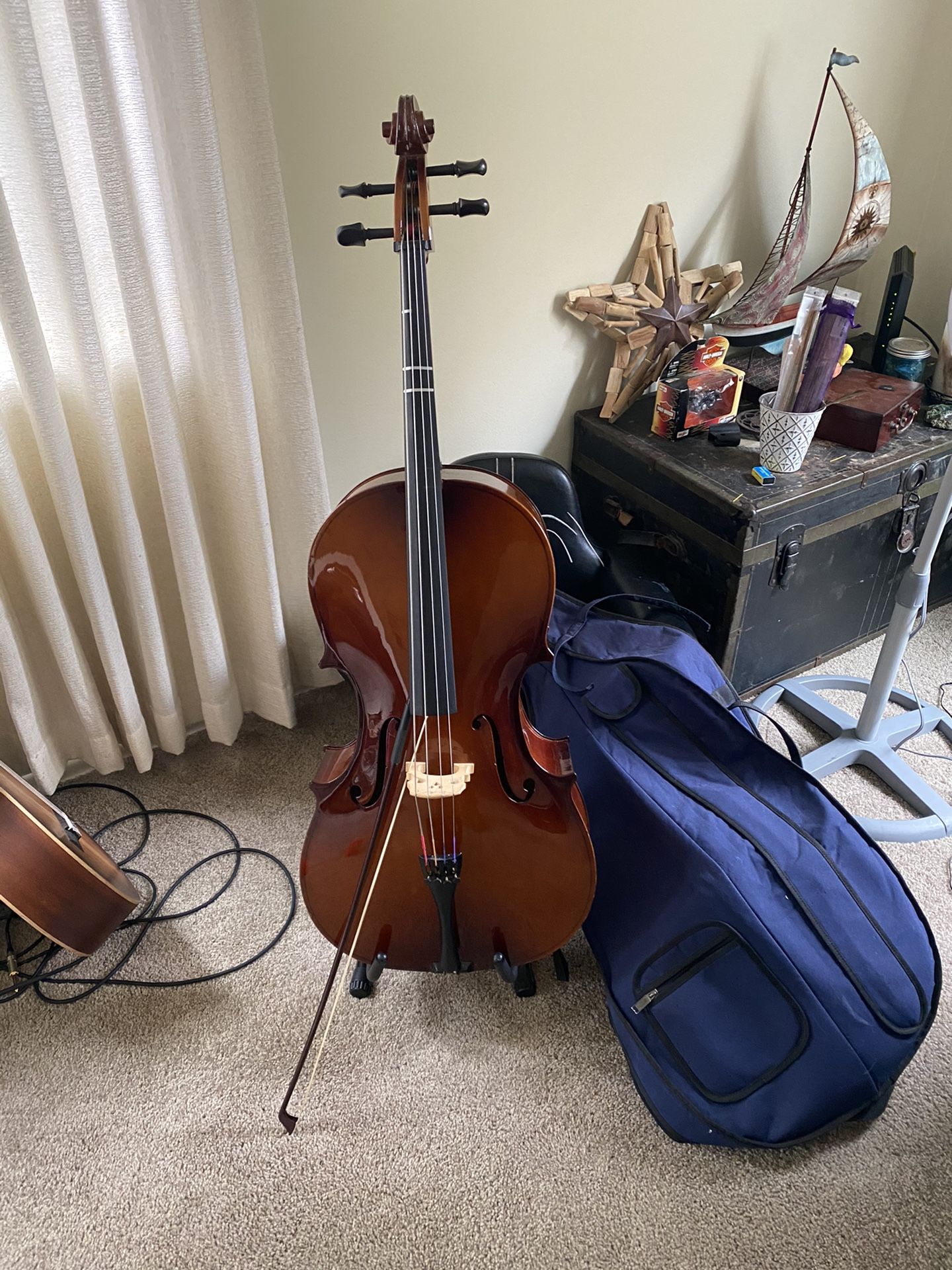 2002 3/4 Size Andrew Schroetter Cello W/stand And Travel Bag