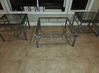 3-Piece Metal and Glass Table Set