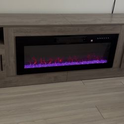 Fireplace tv Stand with 36 inch Fireplace Up to 90" TVs With Storage OBO