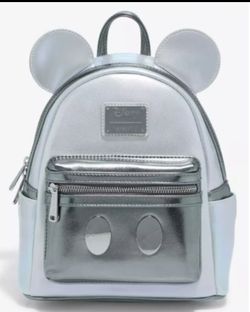 Loungefly Disney Mickey Mouse Silver Mini Backpack