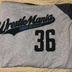 WWE Wrestlemania 36 2020 Gray Blue Tampa Bay Baseball Longsleeve Tee 3XL