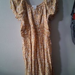 Yellow Floral Women Dress 