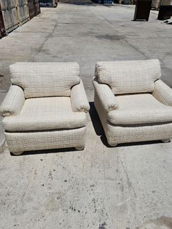 Pair of Cream Textured Armchairs vintage