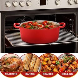 5QT Oval Dutch Oven Pot with Lid, Enameled Cast Iron Dutch Oven with Dual Handles for Sourdough Bread Baking Cooking, Nonstick Enamel Coated Cookware(
